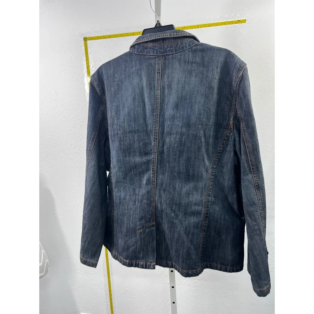 Riders Copper Collection‎ Denim Blazer Jacket Dark Wash Embroidered Womens XL